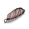 Natural Rose Quartz Big Wire Wrapped Pointed Pendants G-T133-R02G-3