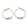 Tarnish Resistant 201 Stainless Steel Beaded Hoop Earrings with 304 Stainless Steel Pin for Women EJEW-F280-25P-1