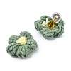 Cotton Cord Knitting Flower Clip-on Earrings for Women EJEW-JE06227-5