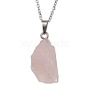 Natural Rose Quartz Nugget Pendant Necklaces NJEW-JN04507-02-4