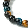 Dyed Natural Tiger Eye & Black Onyx Round Beaded Stretch Bracelets for Women BJEW-TA00438-3