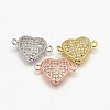 CZ Brass Micro Pave Grade AAA Cubic Zirconia Heart Links KK-O058-01-NR-1