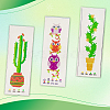 3 Sets 3 Style DIY Oval & Cactus Pattern Bookmark Cross-Stitch Kit DIY-NB0008-96-4