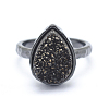 Electroplate Natural Druzy Quartz Crystal Finger Rings RJEW-I055-01B-RS-2