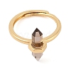 Double Pointed Hexagonal Prism  Natural Smoky Quartz Adjustable Rings for Women RJEW-G327-01G-05-2