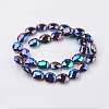 Faceted Electroplate Crystal Glass Oval Beads Strands EGLA-F060B-12-2