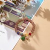 Natural & Synthetic Mixed Gemstone Round Beaded Stretch Bracelet with Glass Lotus Seedpod Charms for Women BJEW-JB09027-5