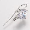 Long-Lasting Plated Brass Cubic Zirconia Earring Hooks KK-P085-01P-NR-1