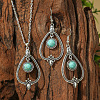 Bohemian Style Alloy & Synthetic Turquoise Pendant Necklaces & Dangle Earrings Sets WG2E1B4-08-1