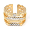 Brass Micro Pave Clear Cubic Zirconia Open Cuff Ring RJEW-Q819-03G-3