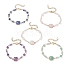 Natural Gemstone Link Chain Bracelets for Women BJEW-JB13315-3