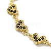 Rack Plating Brass Micro Pave Cubic Zirconia Heart Link Chain Bracelets for Women BJEW-P323-09G-3