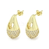 Brass with Cubic Zirconia Stud Earrings EJEW-Q799-02A-G-1