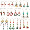 SUNNYCLUE 12 Pairs 12 Style Christmas Theme Alloy Dangle Earrings EJEW-SC0001-33-1