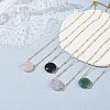 Flat Round Natural Mixed Stone Pendant Necklace for Girl Women NJEW-JN03749-3