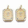 Brass Micro Pave Clear Cubic Zirconia Pendants KK-S356-234T-G-NF-1