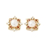 Brass Imitation Pearl Stud Earrings KK-D301-07G-2