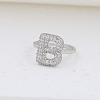 Brass Micro Pave Clear Cubic Zirconia Cuff Rings FS-WG17FF6-02-1