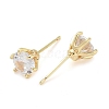 Rack Plating Brass Clear Cubic Zirconia Stud Earrings EJEW-M090-18G-2