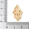 Brass Micro Pave Cleear Cubic Zirconia Evil Eye Hamsa Hand Connector Charms KK-C086-15B-G-3