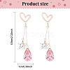 FIBLOOM 2 Pairs 2 Colors Rhinestone Star & Teardrop Dangle Stud Earrings EJEW-FI0001-24-2