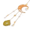 Wire Wrapped Natural Yellow Quartz Moon with Tree of Life Pendant Decorations HJEW-K046-07G-02-3