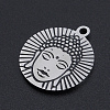 Non-Tarnish 201 Stainless Steel Etched Pendants STAS-N090-JN813-2