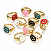 Adjustable Brass Enamel Finger Rings RJEW-N035-021-NF-2