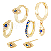 FIBLOOM 6Pcs 5 Style Horse Eye Brass Dangle Hoop Earrings Set EJEW-FI0001-77-1