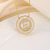 Brass Pave Clear Cubic Zirconia Ring with Letter Pendant Box Chain Necklaces FS-WG44D8C-06-1
