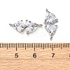 Brass Pave Clear Cubic Zirconia Double Heart Connector Charms KK-P308-74P-3