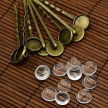 12mm Transparent Clear Domed Glass Cabochon Cover for Iron Hair Bobby Pin DIY Making DIY-X0071-NF