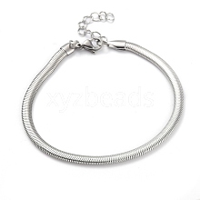 Tarnish Resistant 304 Stainless Steel Flat Snake Chain Bracelets BJEW-O186-06B-P