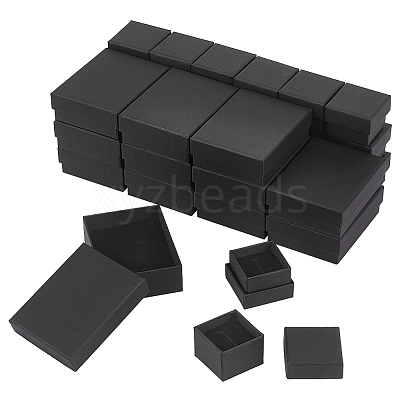 32Pcs 2 Style Kraft Cotton Filled Cardboard Paper Jewelry Set Boxes CBOX-NB0001-32-1