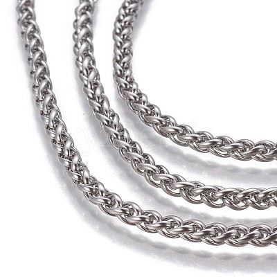 Non-Tarnish 3.28 Feet 304 Stainless Steel Wheat Chains X-CHS-P007-13P-1