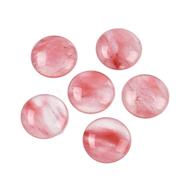 Cherry Quartz Glass Cabochons X-G-H1596-FR-25mm-27-1