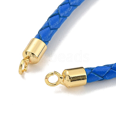 Leather Braided Cord Link Bracelets MAK-K022-01G-14-1