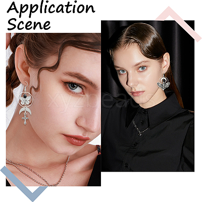 DIY Alloy & Stainless Steel Goth Butterfly Moth Dangle Earring Making Kits DIY-SC0026-36-1