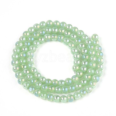 Electroplate Imitation Jade Glass Beads Strands GLAA-T032-J4mm-AB03-1