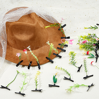 40Pcs 10 Styles Plastic Plant & Iron Alligator Hair Clips PHAR-FH0001-09-1