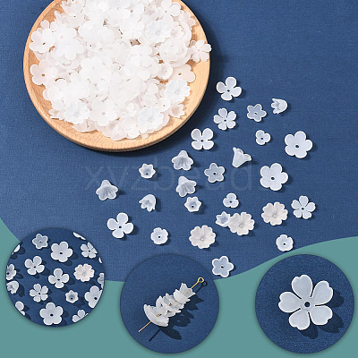 600Pcs 10 Styles Acrylic Bead Caps OACR-SC0002-37-1