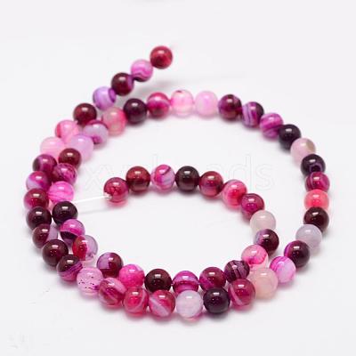 Natural Striped Agate/Banded Agate Bead Strands X-G-K155-A-6mm-02-1