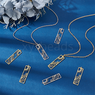 8Pcs 2 Colors 201 Stainless Steel Pendants STAS-UN0044-21-1