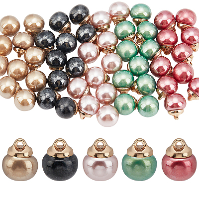 50Pcs 5 Colors ABS Plastic Imitation Pearl Sewing Buttons FIND-GF0003-18-1