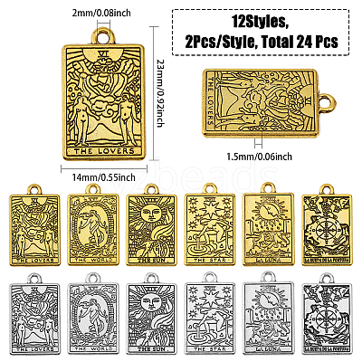 24Pcs 12 Styles Rack Plating Alloy Pendants FIND-CA0008-17-1