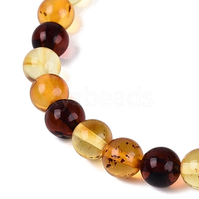 Natural Amber Beaded Stretch Bracelets BJEW-N041-04C-02-1