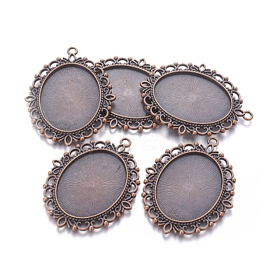 Tibetan Style Alloy Oval Pendant Cabochon Settings X-TIBE-473-R-NR-1