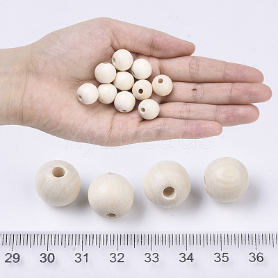 Unfinished Natural Wood Beads X-WOOD-S651-A14mm-LF-1