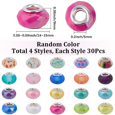 120Pcs 4 Styles Opaque Acrylic European Beads OACR-SC0002-73-1