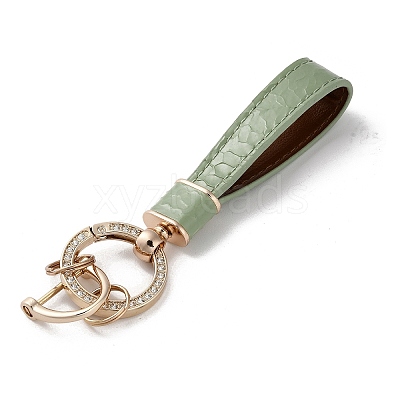 Microfiber & Zinc Alloy & Crystal Rhinestone Keychain LS-KEYC-G062-01E-1